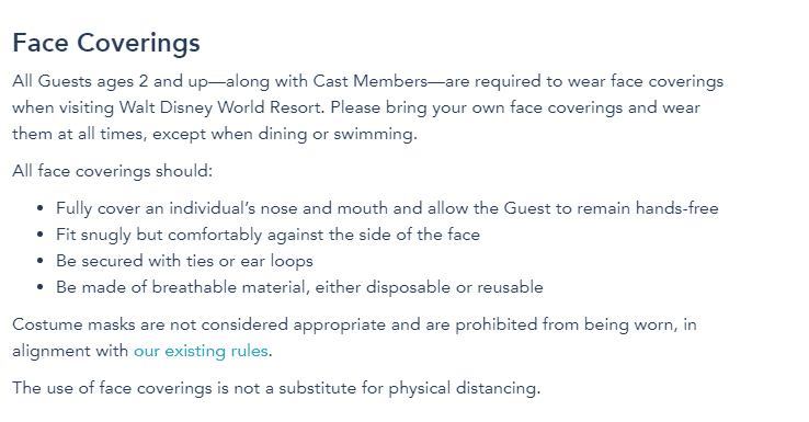 disney world face coverings guidelines