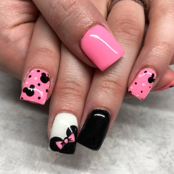 pink Minnie Mouse Nails 